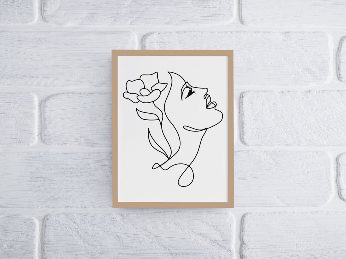 Woman Face One Line Drawing Flower Minimalist Floral Art Poster - Image 7