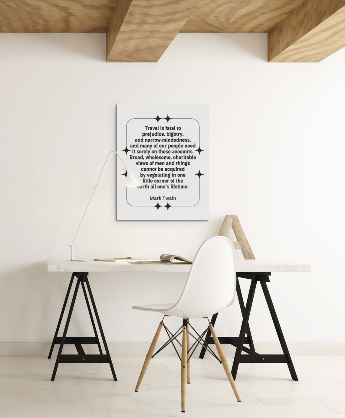 Mark Twain Travel Quote Star Border Office Study Wall Poster - Image 2