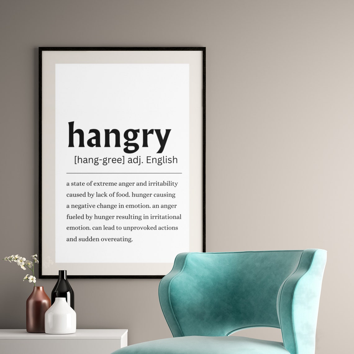 Hangry Funny Definition Kitchen Food Quote Humor Wall Poster - Image 6