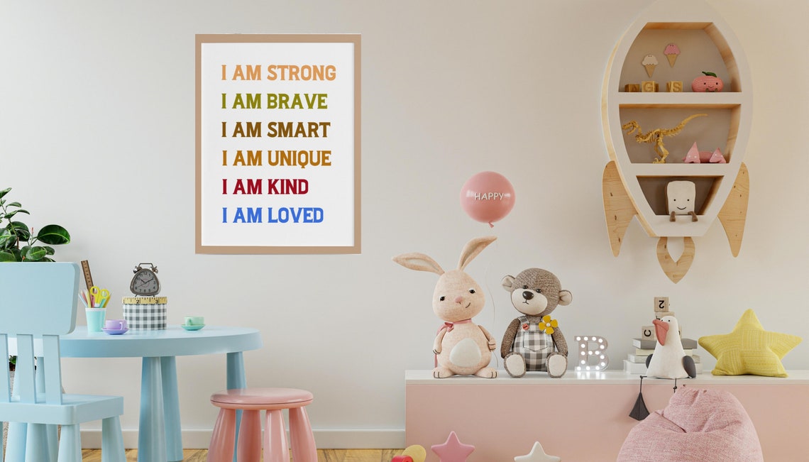 I Am Strong I Am Brave I Am Smart Affirmations Set Of 3 Kids Poster - Image 2