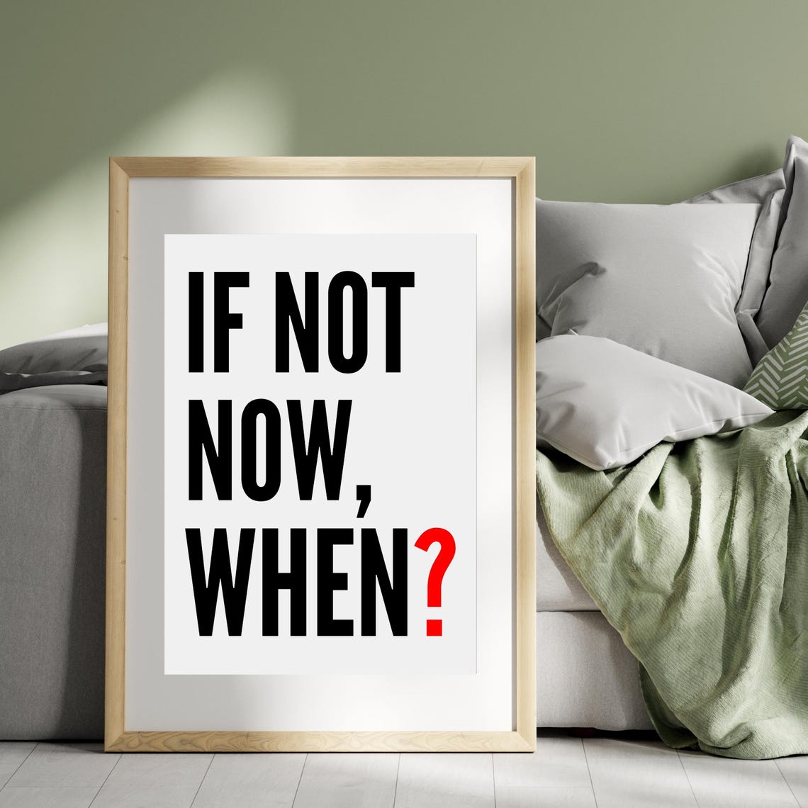 If Not Now When Motivational Bold Typography Red Accent Quote Poster - Image 3