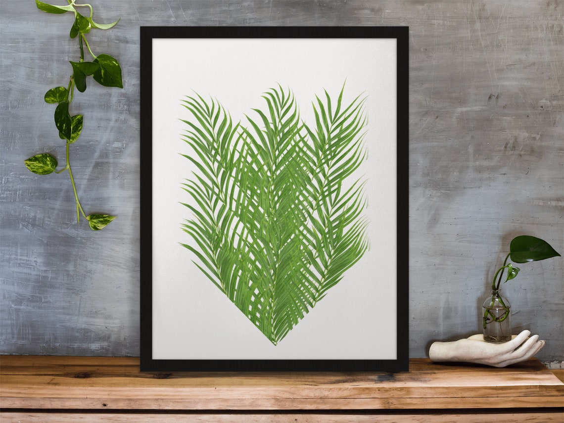 Palm Leaf Heart Tropical Botanical Green Fronds Decor Poster - Image 5