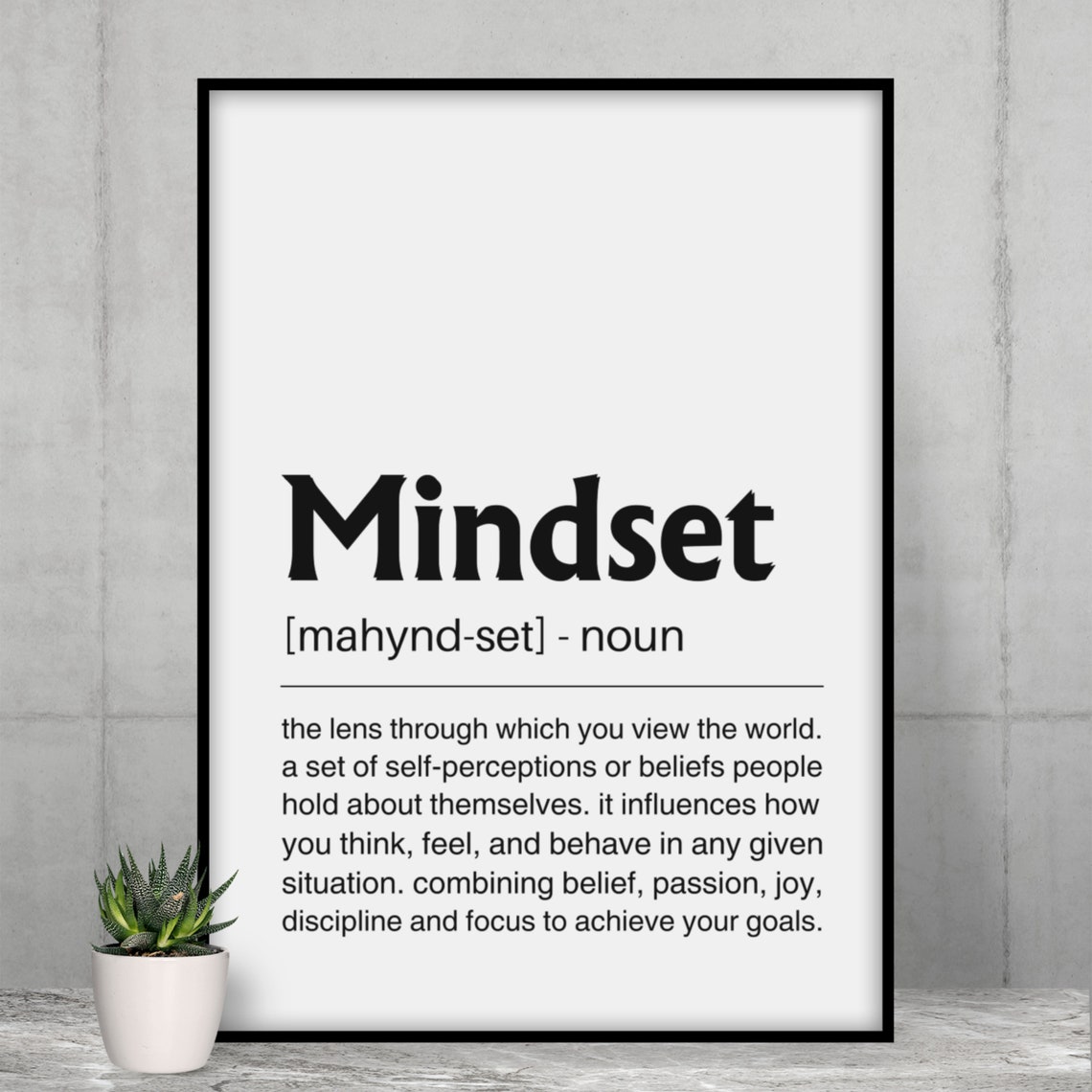 Mindset Definition Prints Mindset Bold Poster Mindset Is Everything Gift For Entrepreneur Home Gym Sign Inspirational Quotes - Image 9