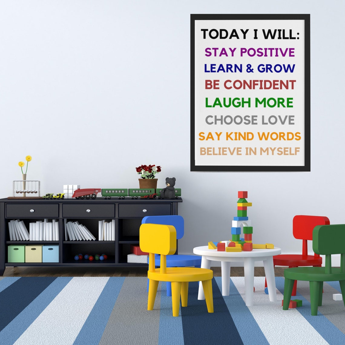 Today I Will Stay Positive Learn And Grow Set Of 4 Kids Poster Bundle - Image 2