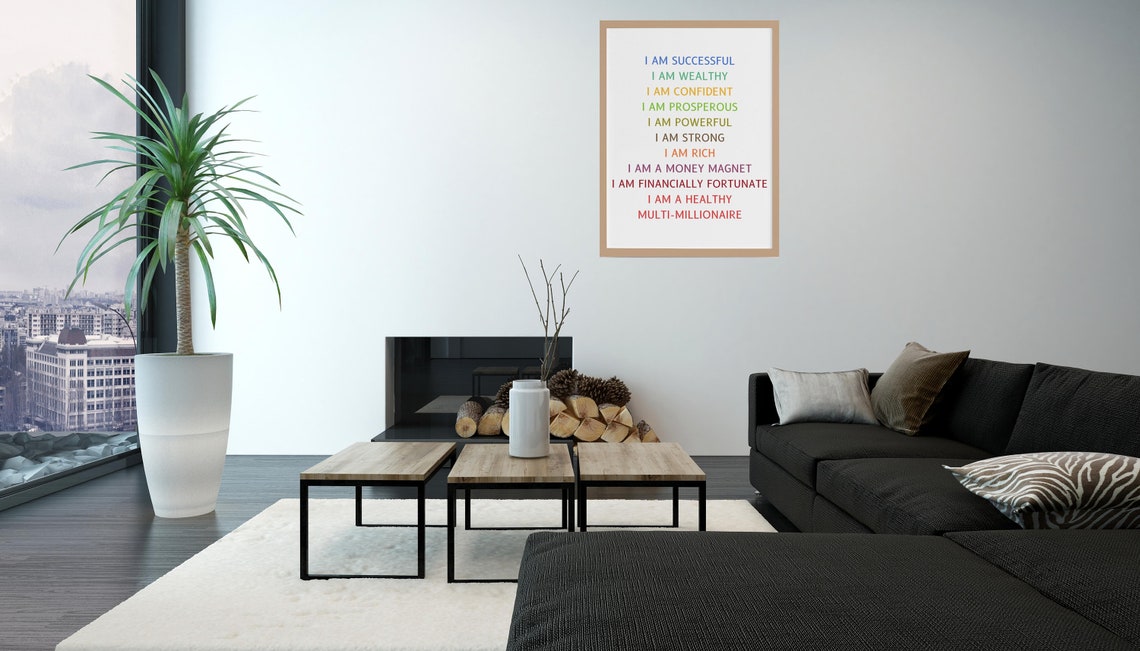 I Am Affirmations Wealth Abundance Positive Mindset Quote Poster - Image 4