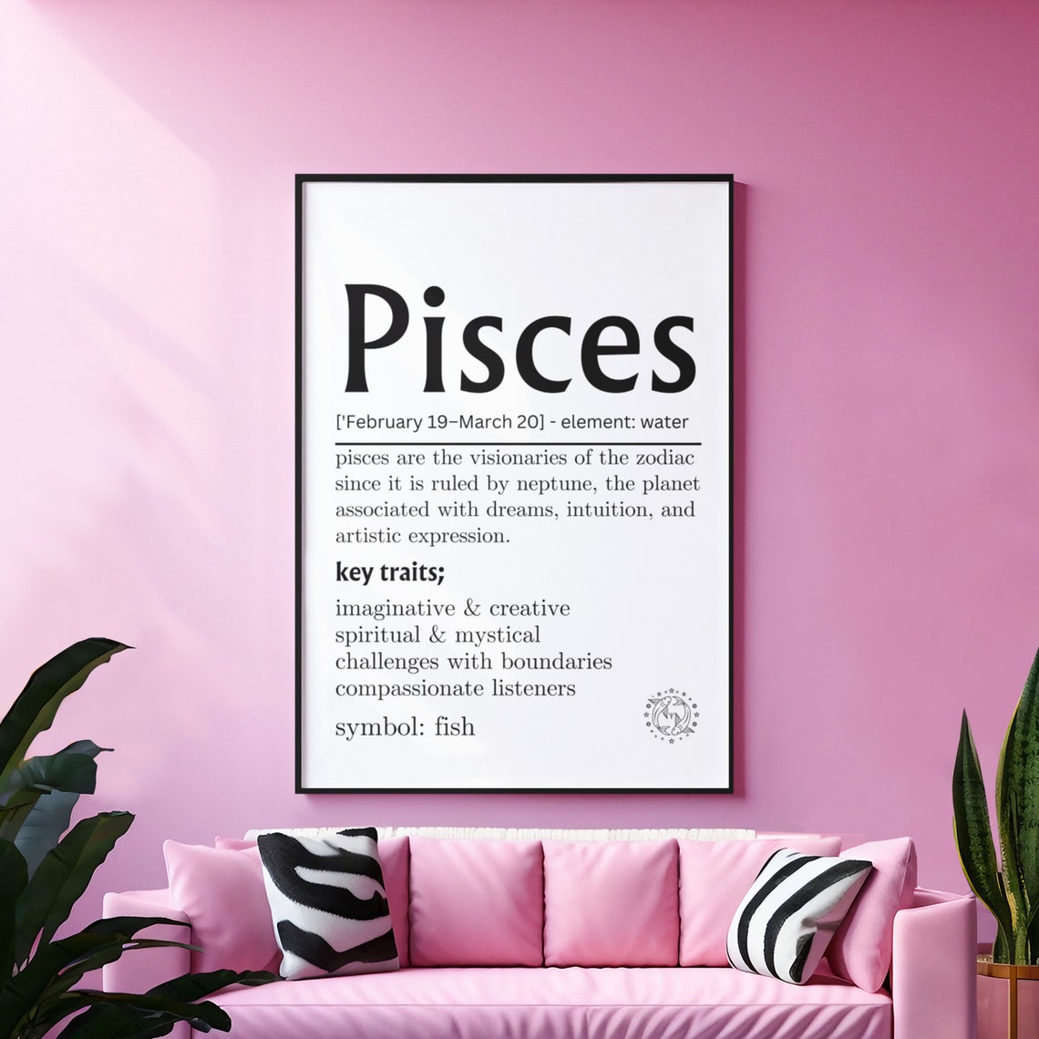 Pisces Zodiac Definition Water Sign Traits Birthday Wall Poster - Image 2