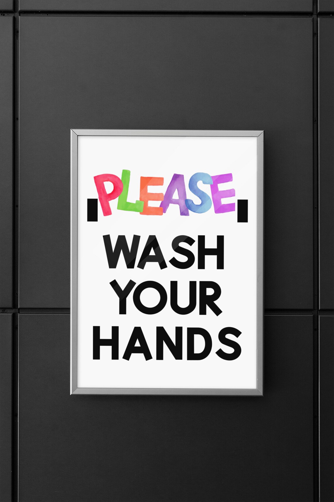 Please Wash Your Hands Colorful Lettering Kids Bathroom Poster - Image 8