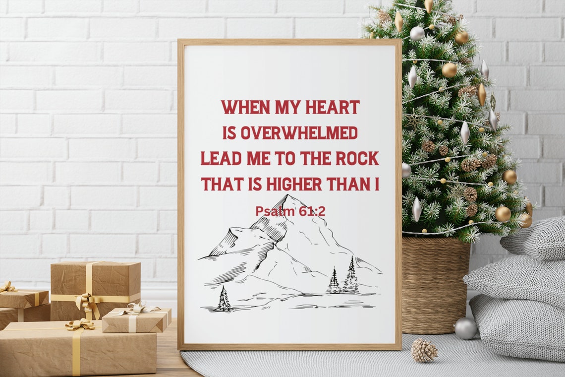 Bible Verse Prints Psalm 61 2 Religious Print When My Heart Is Overwhelmed Minimalist Christian Wall Artwork Printables