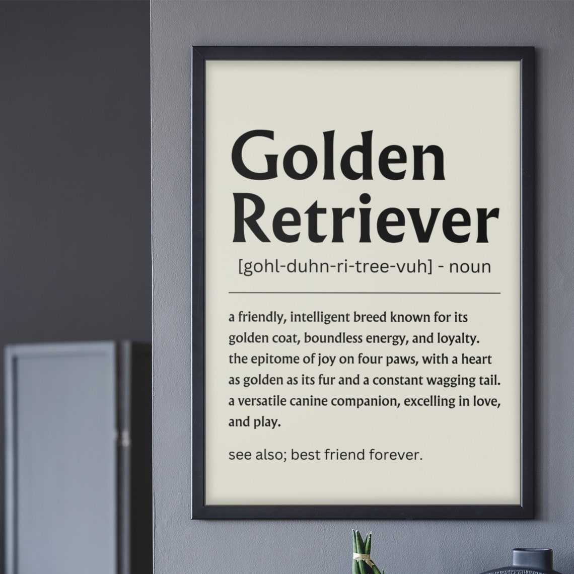 Golden Retriever Dog Breed Definition Dictionary Style Art Poster - Image 4
