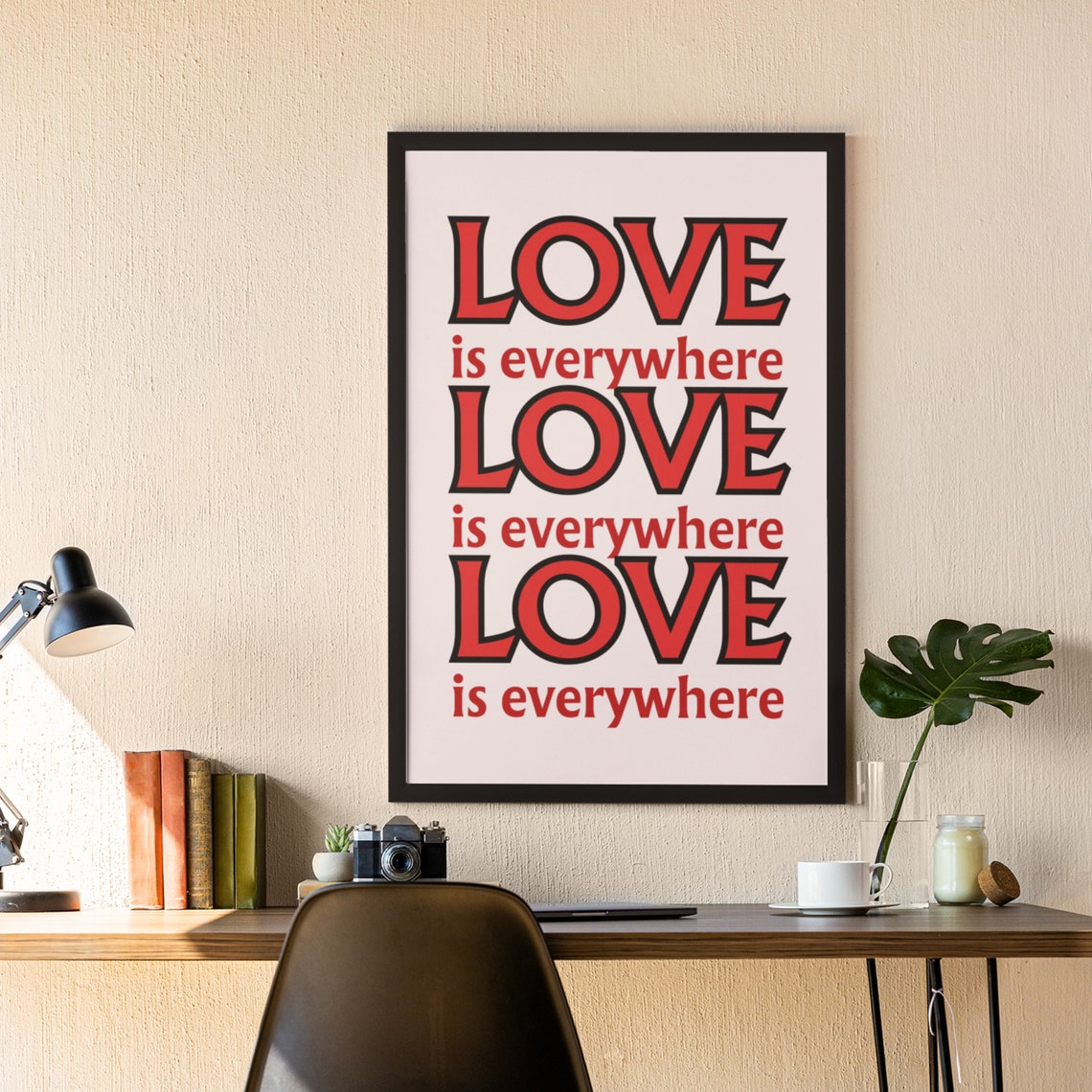 Love Is Everywhere Bold Red Retro Lettering Romantic Quote Poster - Image 8