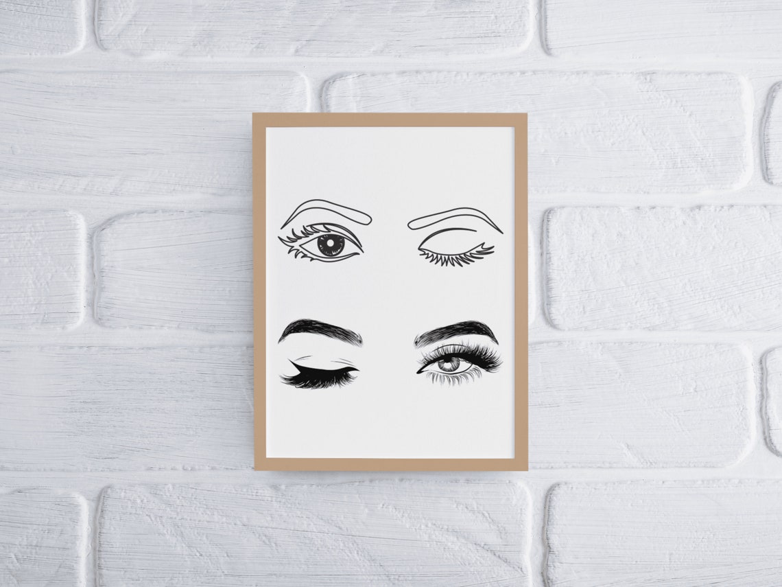 Winking Eyes Lash Line Art Beauty Salon Feminine Eye Sketch Poster - Image 10