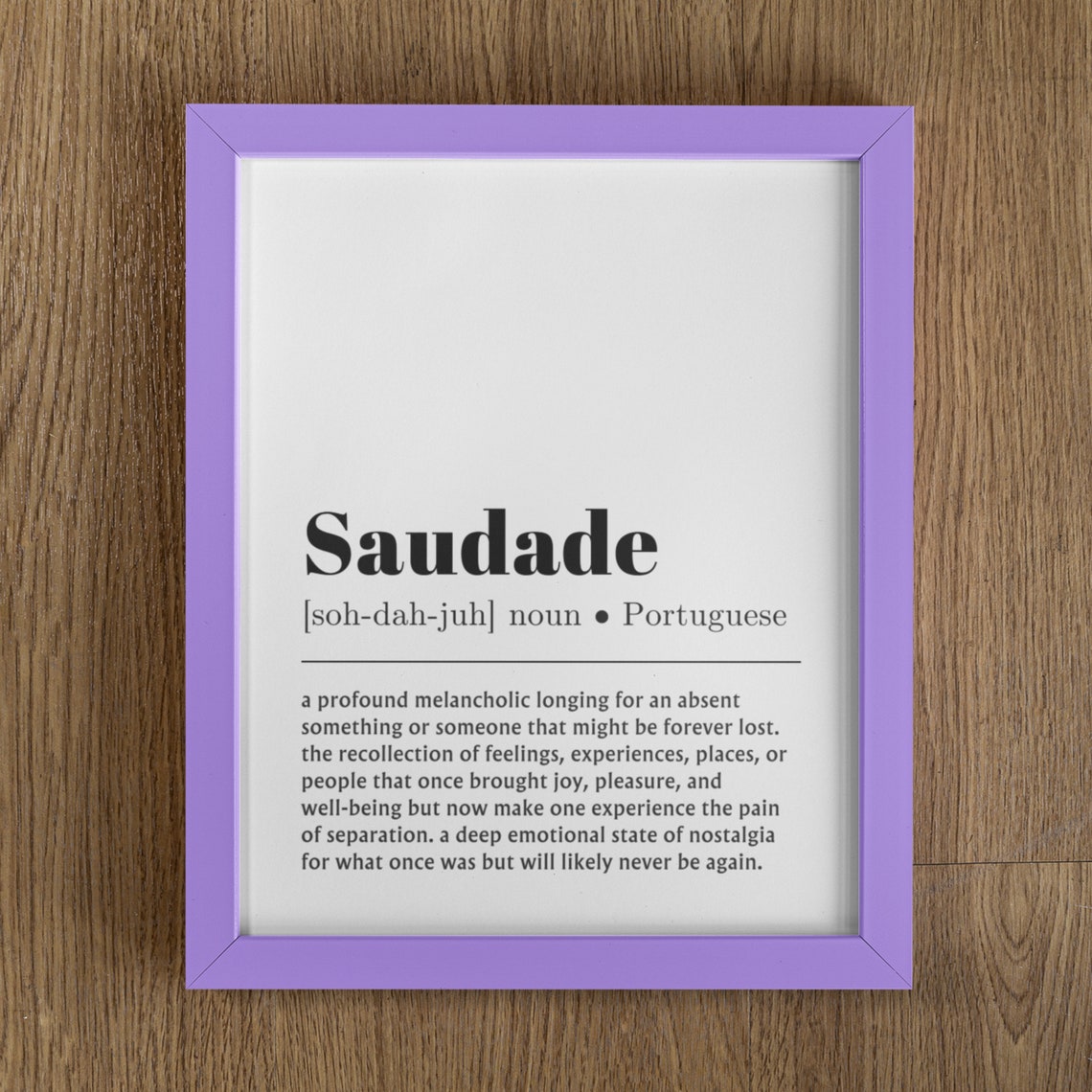 Saudade Definition Portuguese Word Meaning Dictionary Poster - Image 3