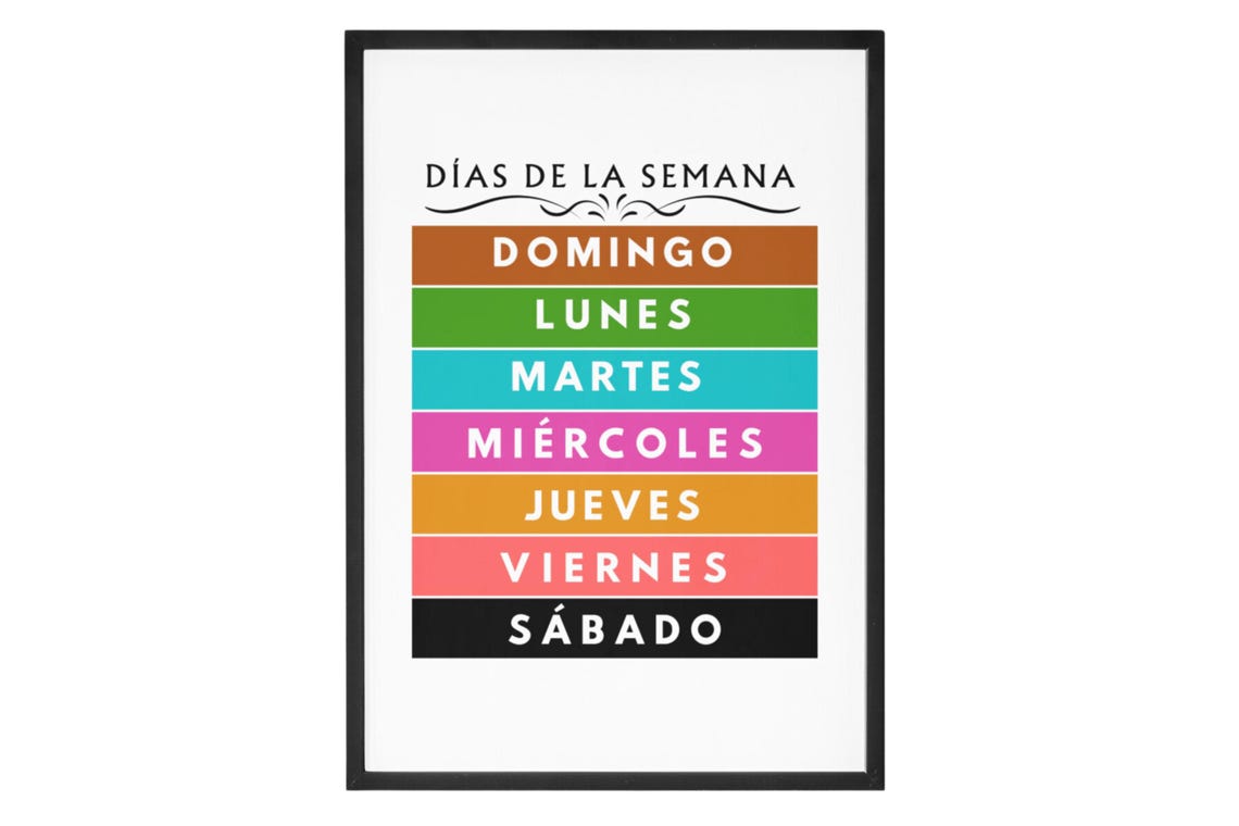 Dias De La Semana Spanish Days Of Week Classroom Decor Poster - Image 8
