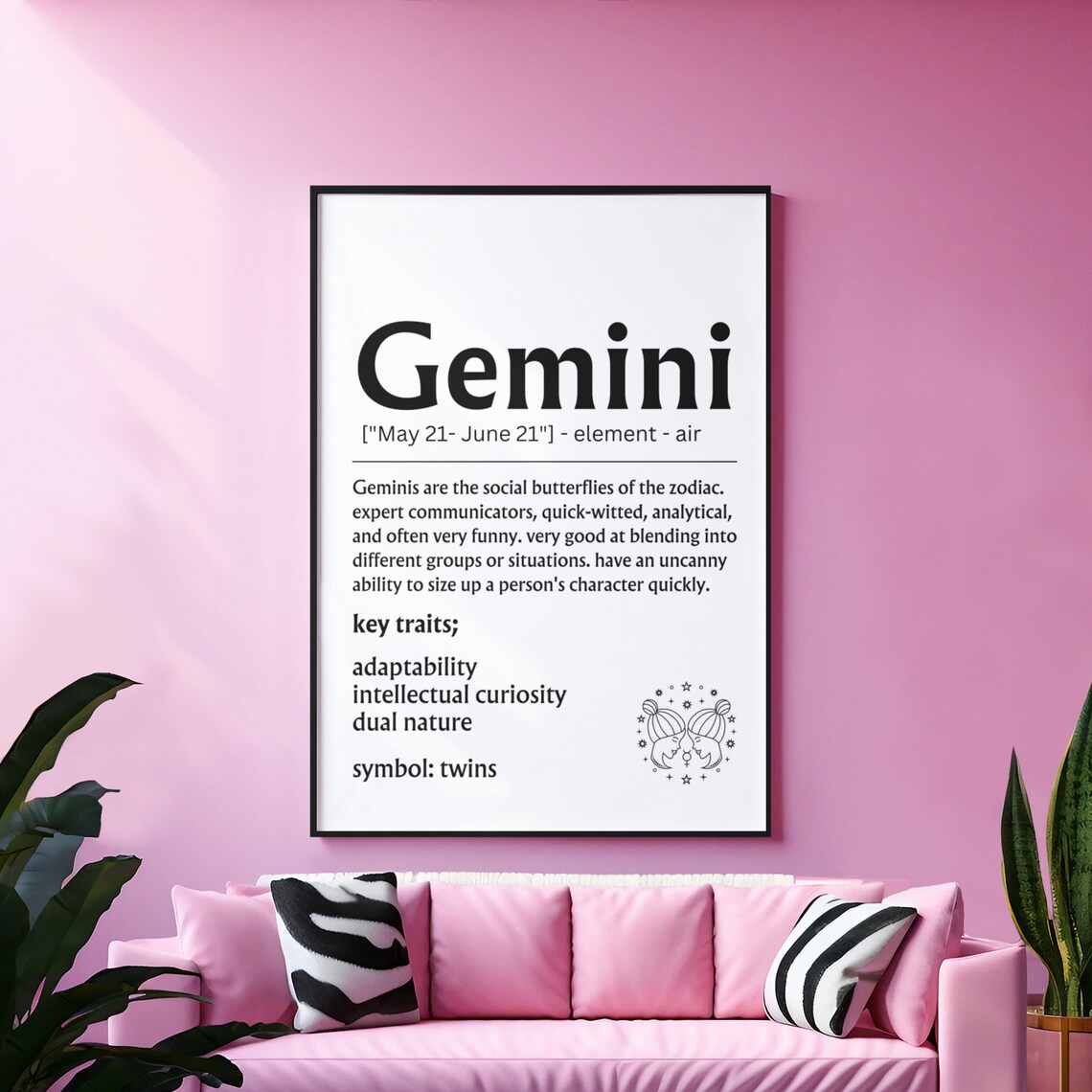 Gemini Zodiac Definition Sign Twins Key Traits Astrology Gift Poster - Image 7