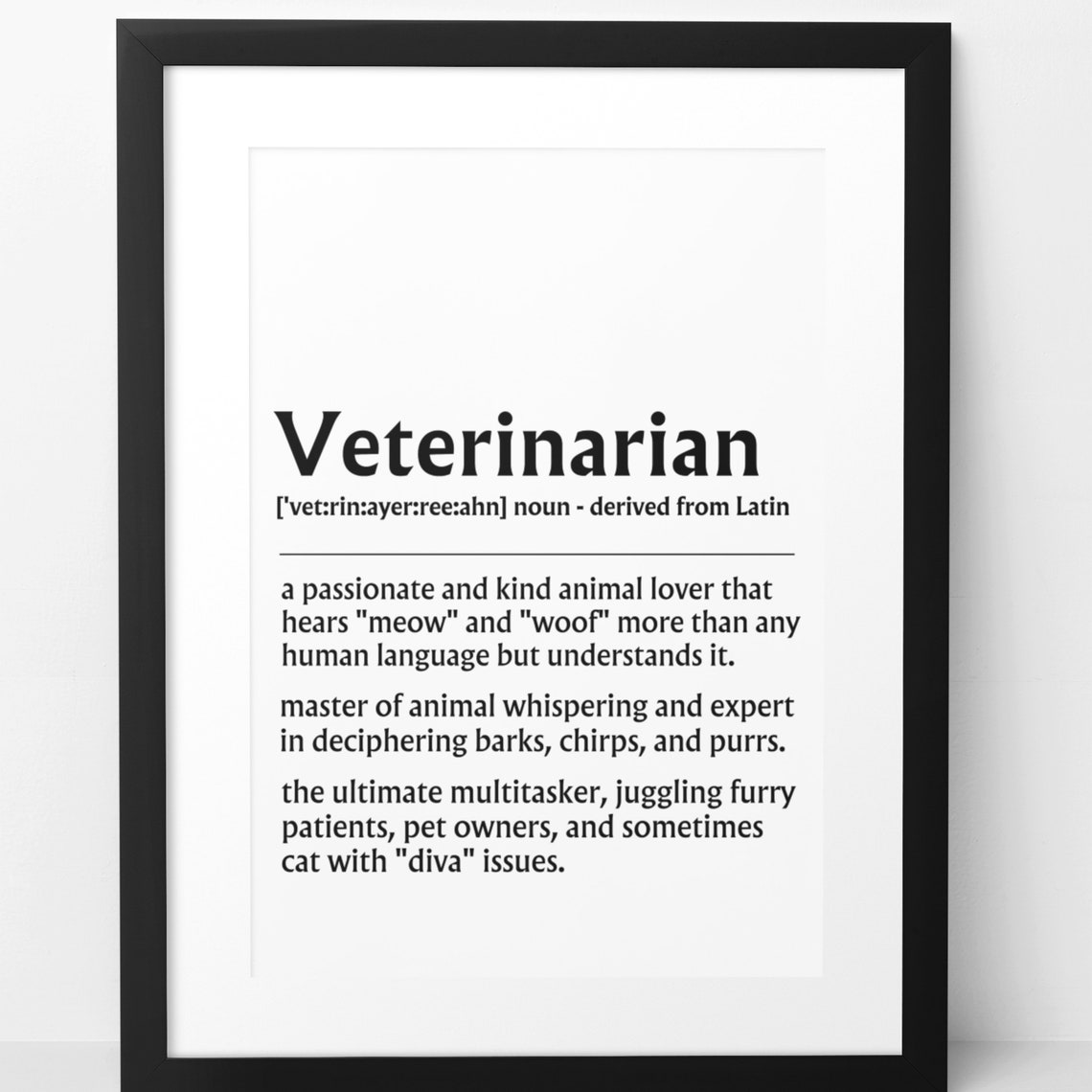 Veterinarian Funny Definition Animal Whisperer Office Gift Poster - Image 7