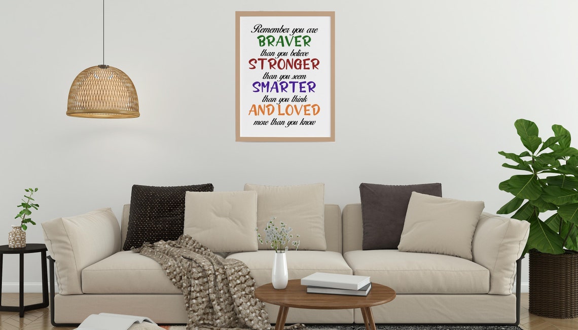 Braver Stronger Smarter Loved Colorful Affirmation Quote Poster - Image 8