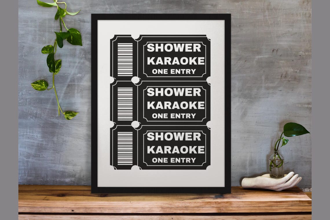 Shower Karaoke Ticket Black White Bathroom Funny Music Gift Poster - Image 8