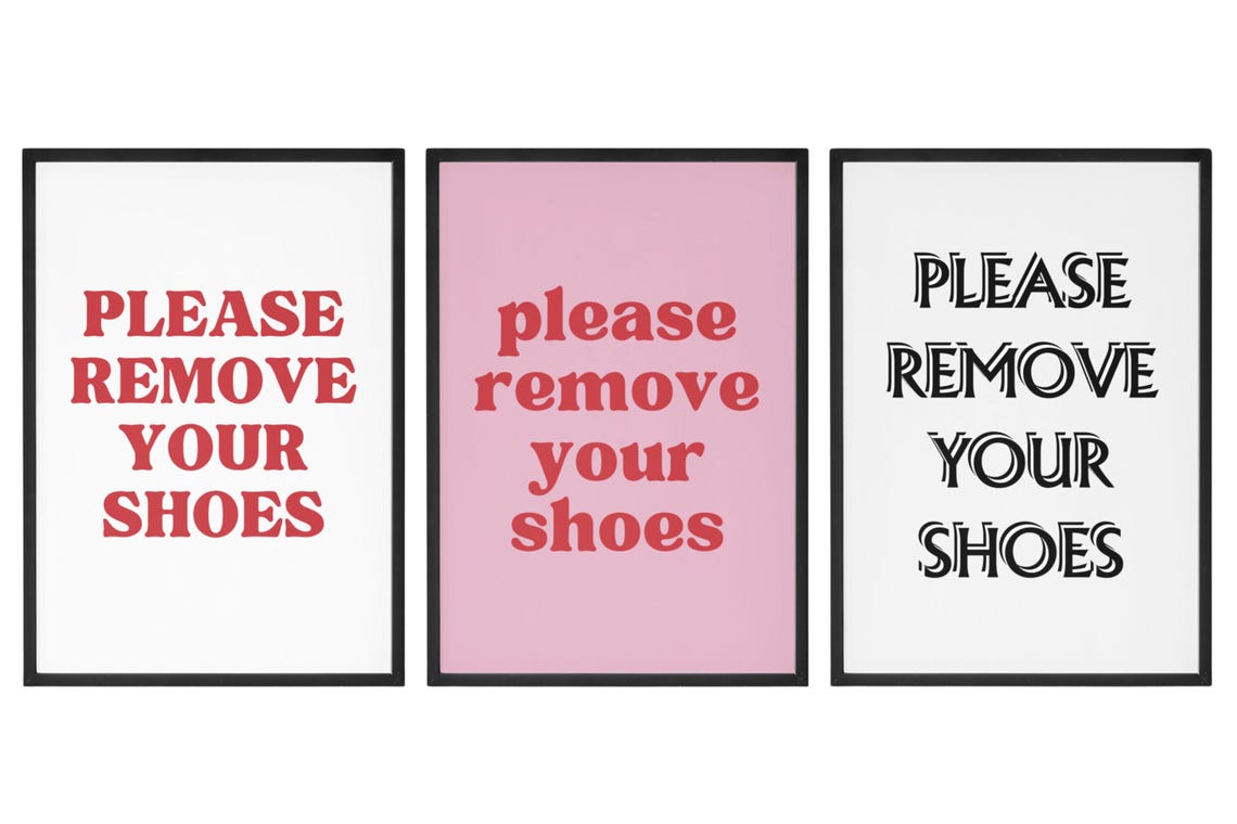 Please Remove Your Shoes Red Typography Entryway Sign Poster - Image 3