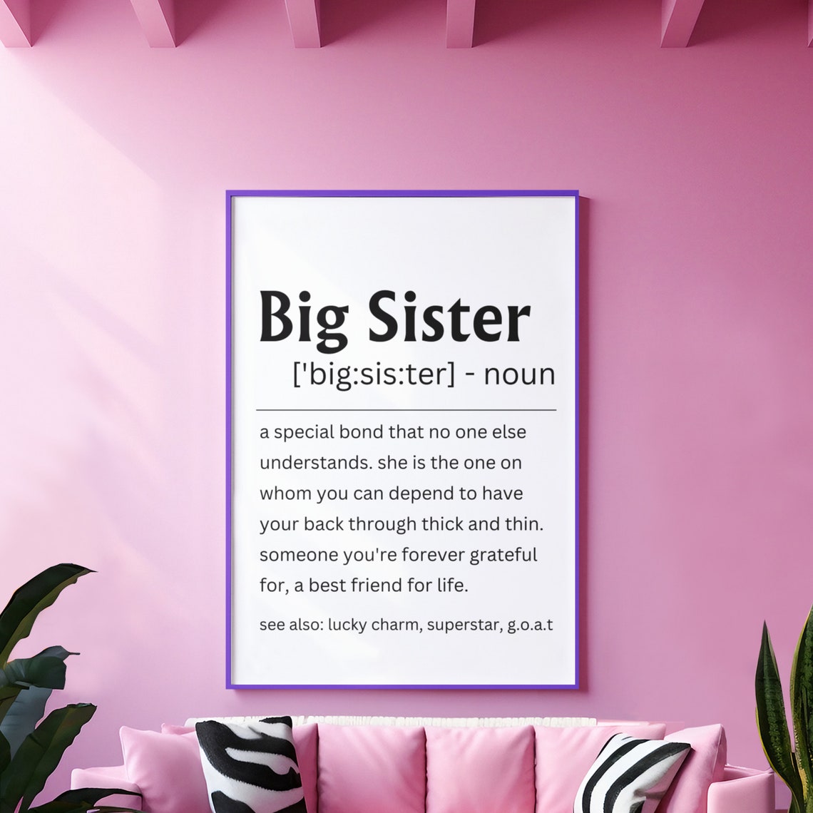 Big Sister Definition Sign Best Friend For Life Gift Wall Poster
