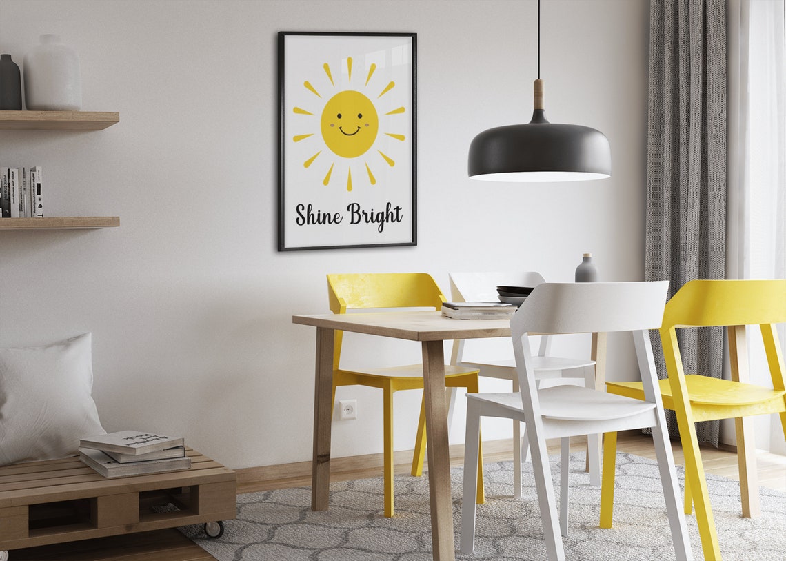 Shine Bright Smiling Yellow Sun Positive Kids Room Art Poster - Image 8