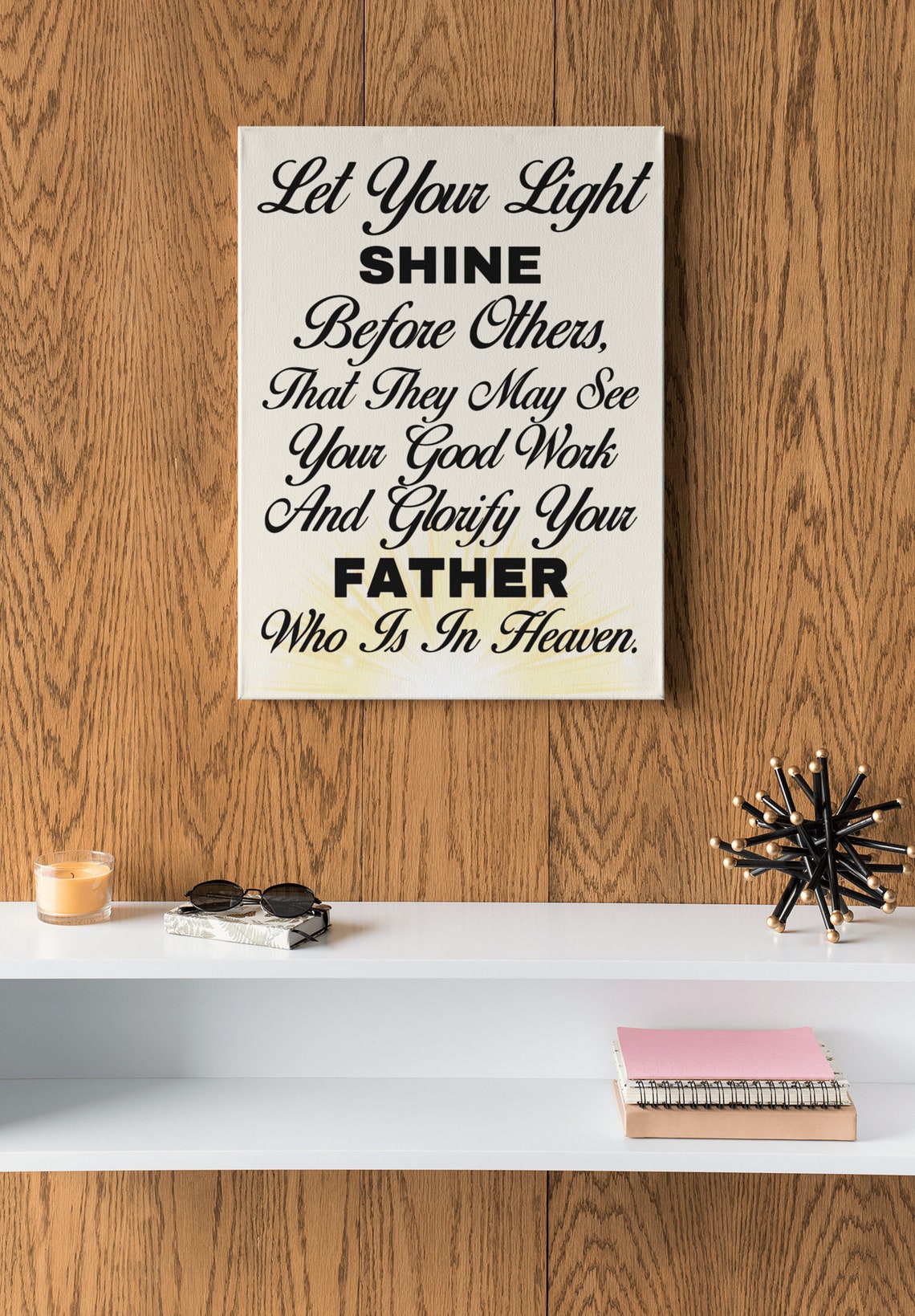 Let Your Light Shine Matthew 516 Elegant Script Bible Verse Poster - Image 3