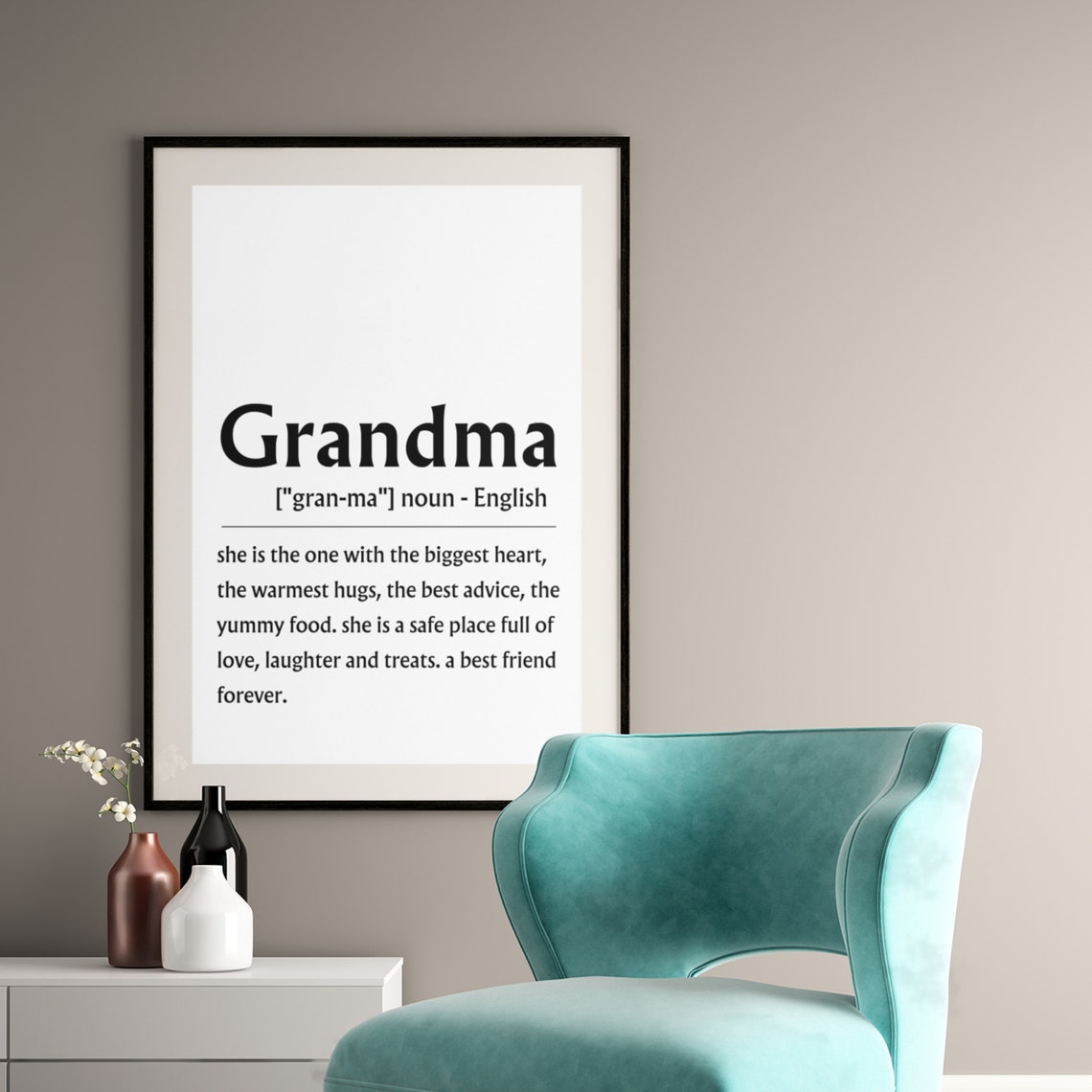Grandma Definition Sign Best Friend Gift Black Type Wall Poster - Image 6