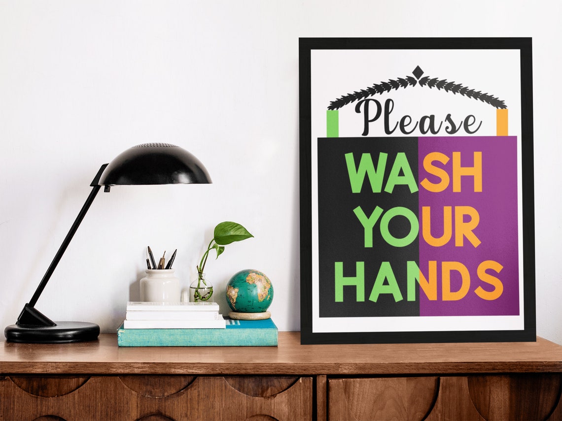 Please Wash Your Hands Funny Colorful Bathroom Wall Sign Poster - Image 5