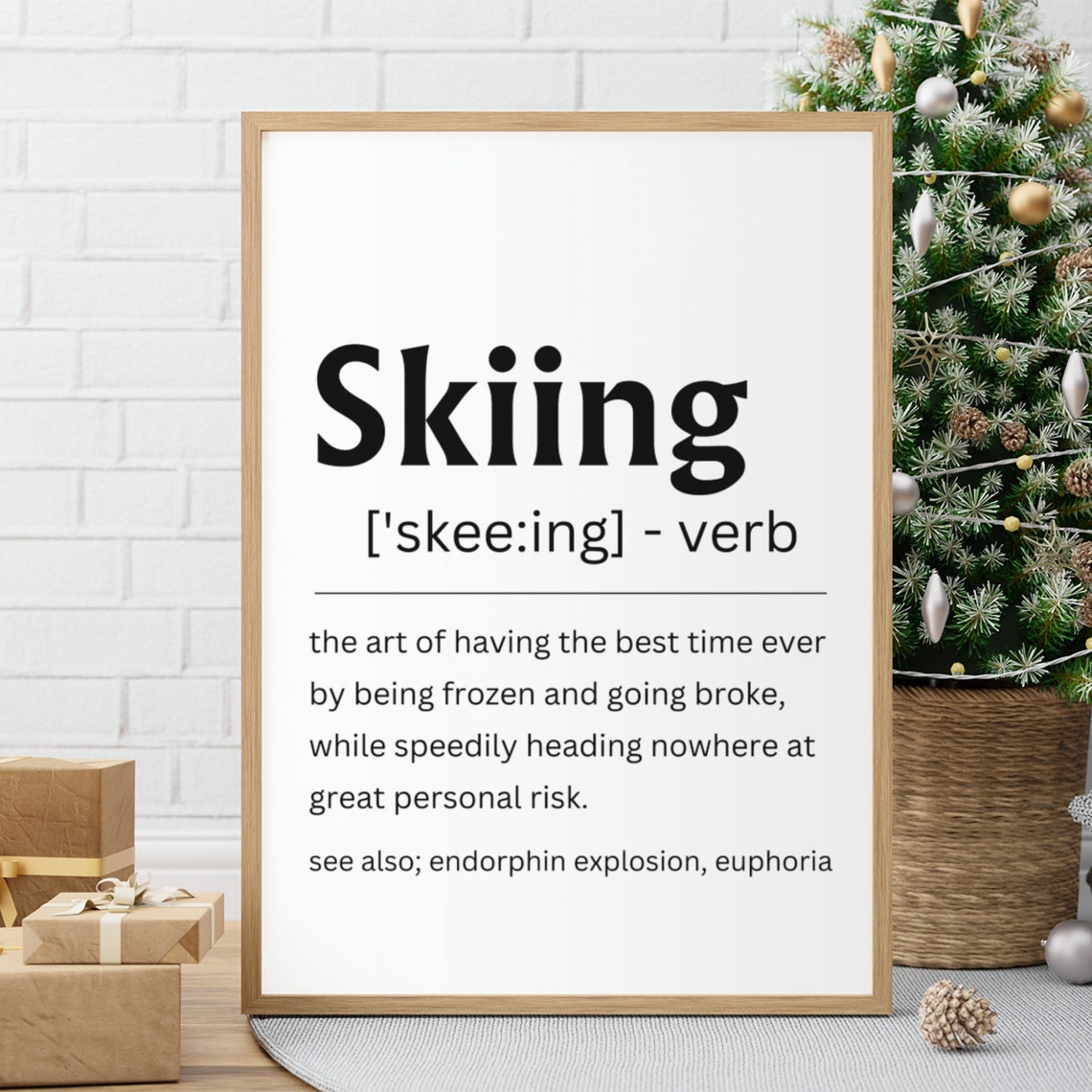 Funny Skiing Definition Dictionary Poster For Ski Lodge Humor Decor