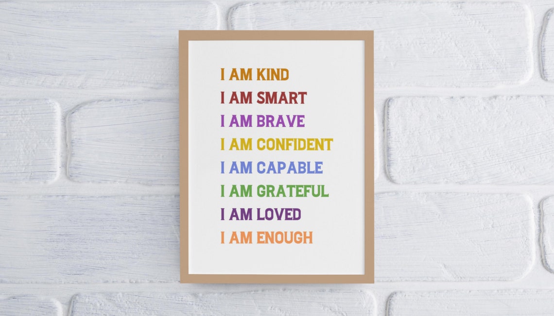 I Am Enough Kind Brave Confident Affirmations Magenta Quote Poster - Image 5