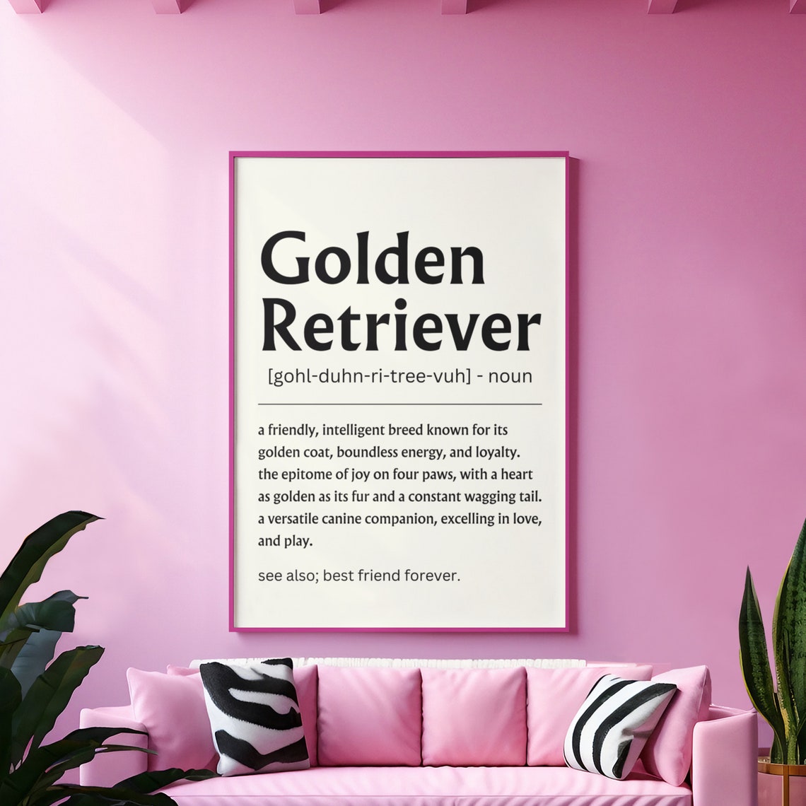 Golden Retriever Dog Breed Definition Dictionary Style Art Poster