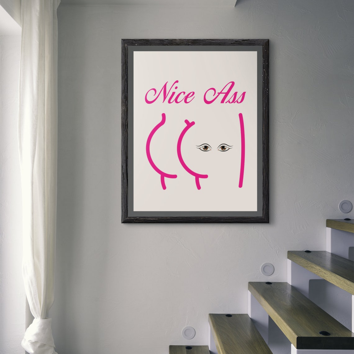 Nice Ass Pink Script Cheeky Minimalist Butt Line Art Funny Poster - Image 8