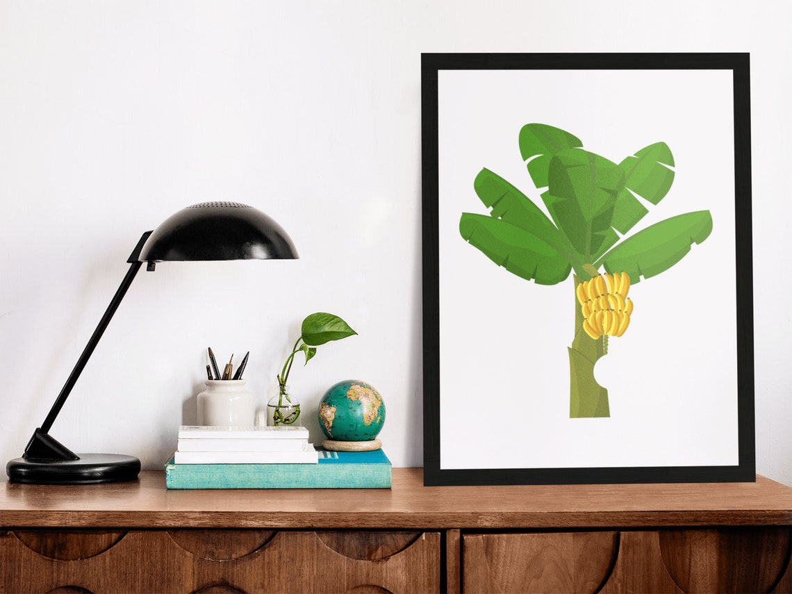 Banana Tree Tropical Illustration With Banana Fruit Wall Poster - Image 8