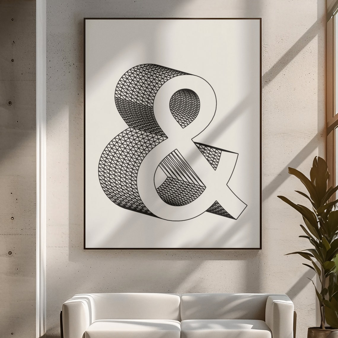 Ampersand Typography 3D Wireframe Modern Minimalist Black White Poster - Image 8