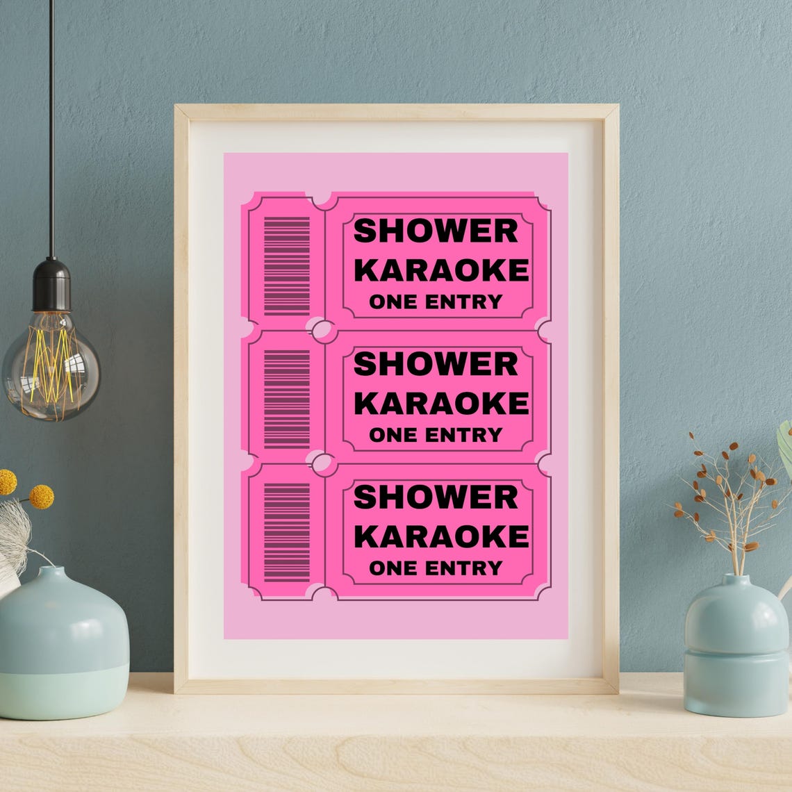 Shower Karaoke Ticket Hot Pink Bathroom Funny Singing Gift Poster - Image 8