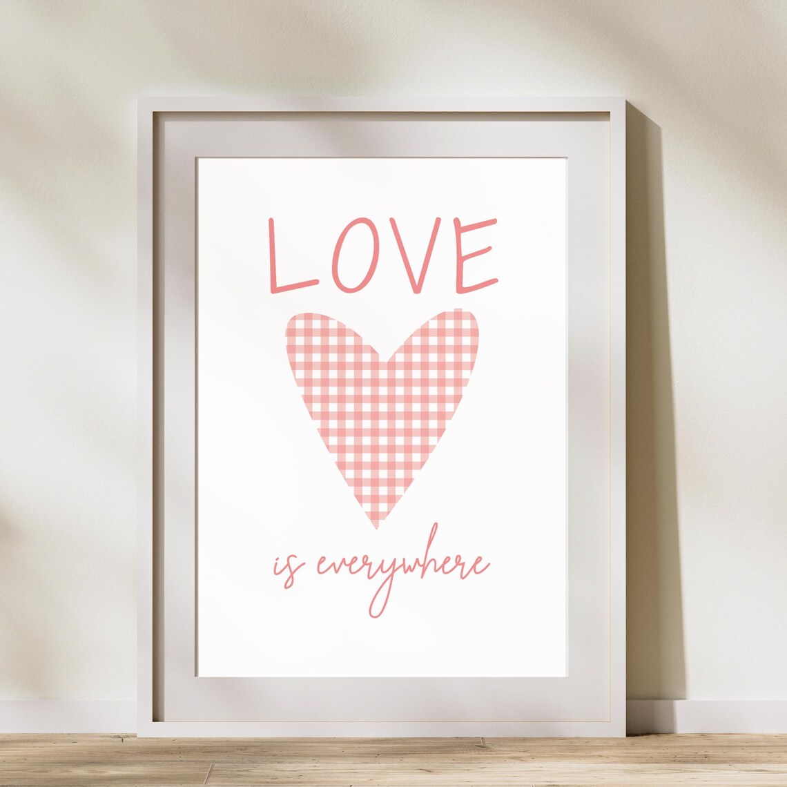 Pink Valentine's Day Love Is Everywhere Gingham Heart Sweet Poster
