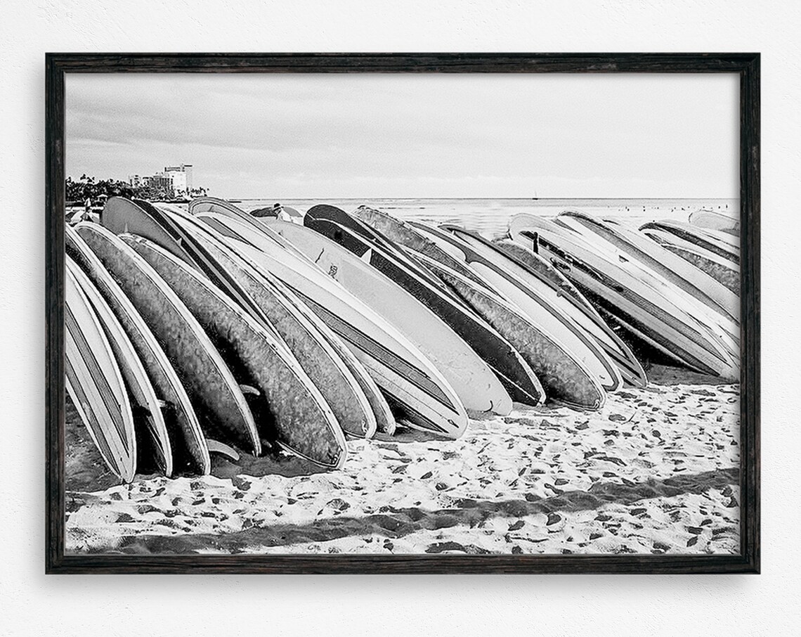 Vintage Surfboard Beach Print, Hawaii and Florida