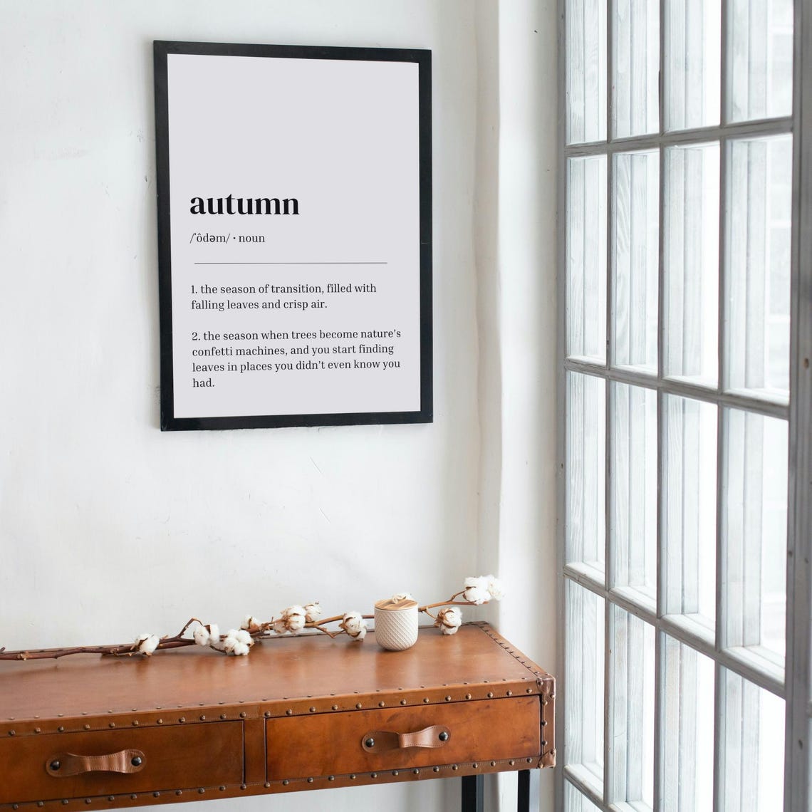 Autumn Definition Minimalist Black White Fall Quote Dictionary Poster - Image 2