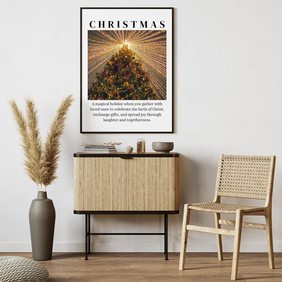 Christmas Definition Glowing Christmas Tree Lights Holiday Poster - Image 2
