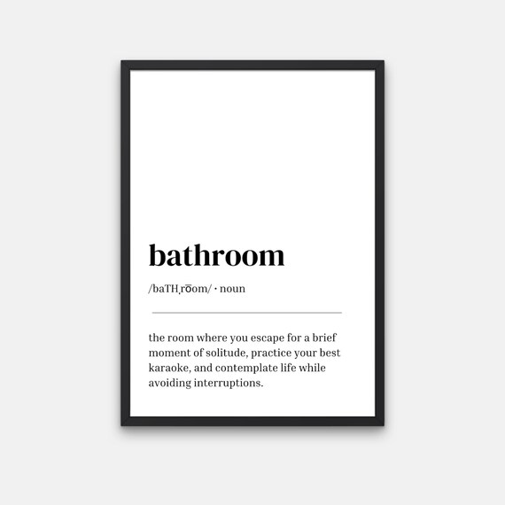 Bathroom Definition Wall Art Bathroom Prints Housewarming Gift Definition Poster Bathroom Wall Art Minimalist Design
