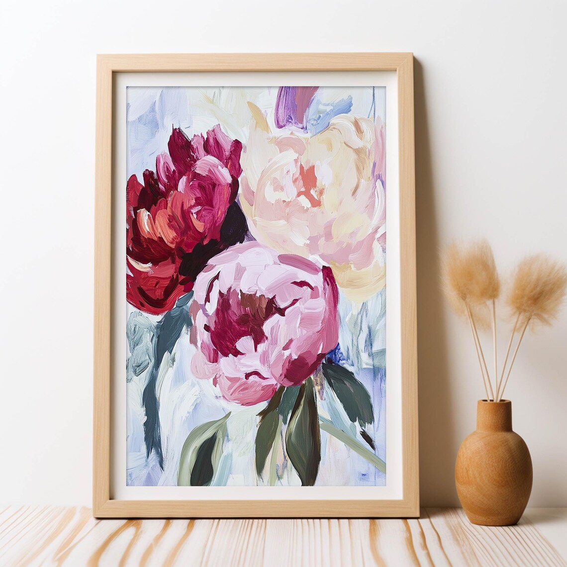 Peony Trio Ballad, Floral Art Print