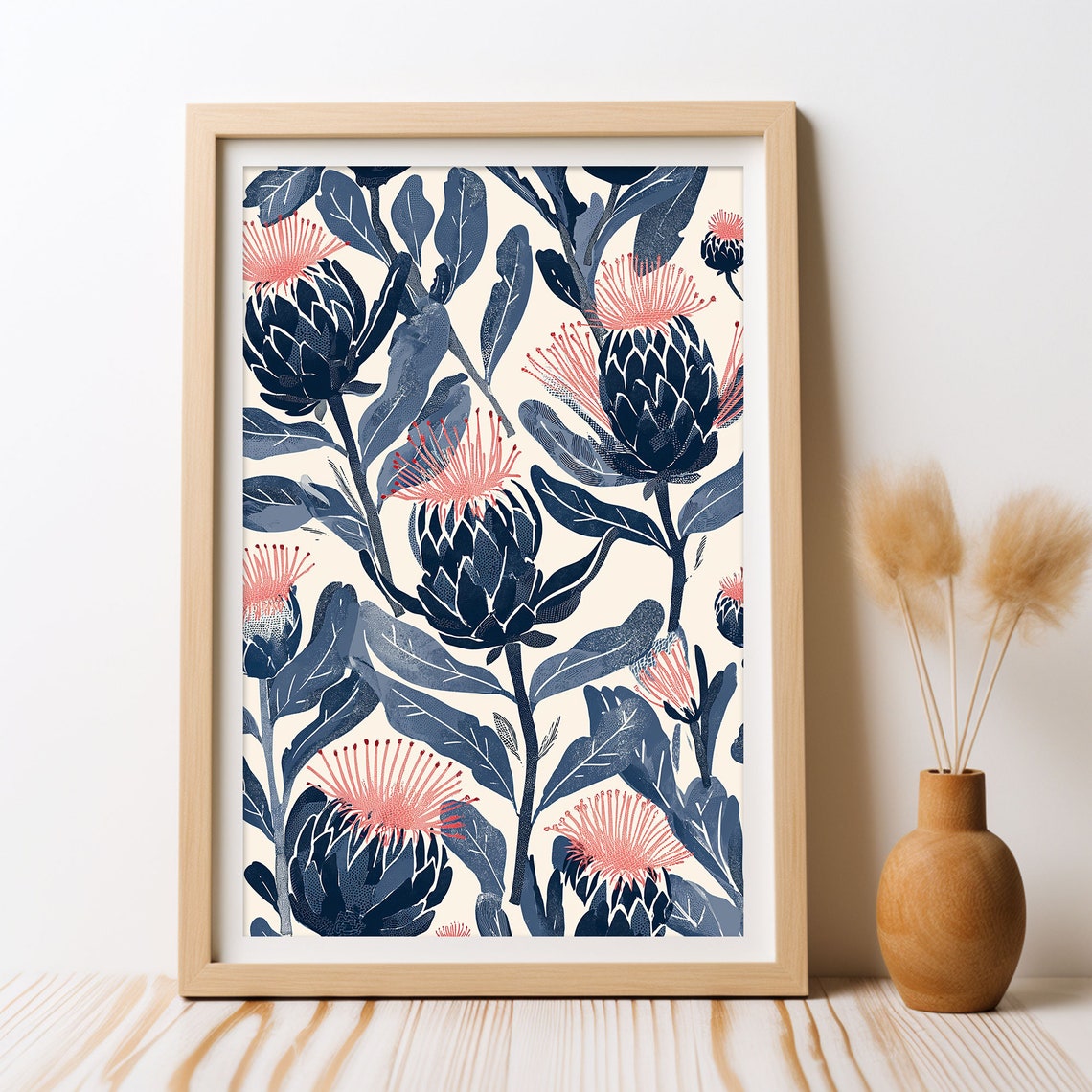 Australian Banksia Native Bloom, Boho Floral Art Print