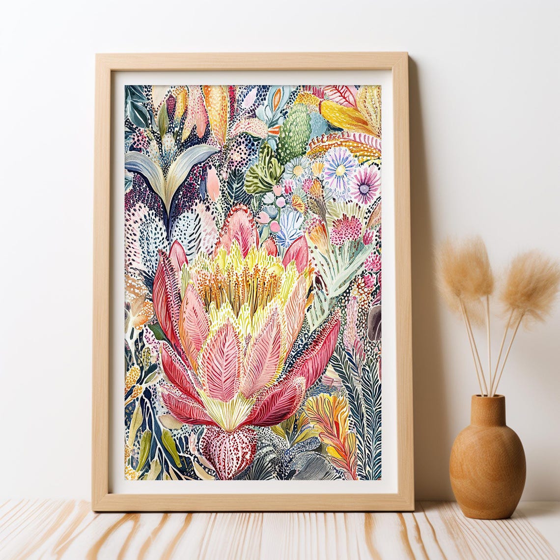 Australian Floral Bushland Glow Banksia Art Print