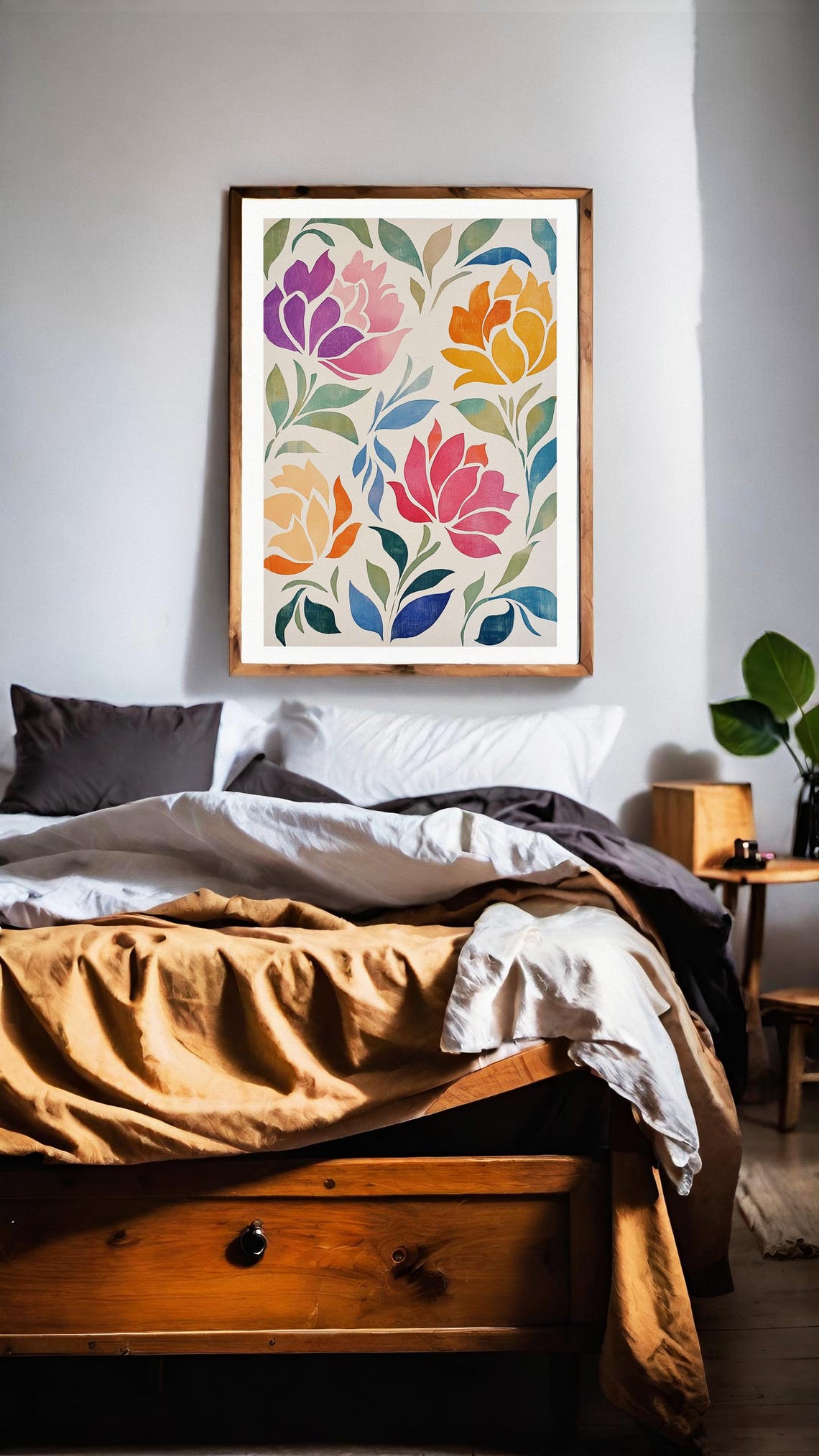 Bold Peony Blossoms Purple Pink Orange Graphic Home Decor Poster - Image 5