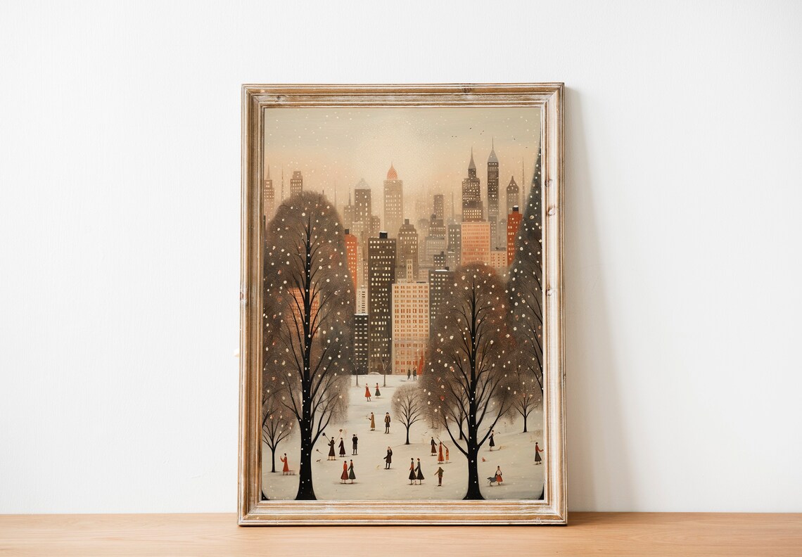Christmas Town New York Winter Night Art Print - Image 2