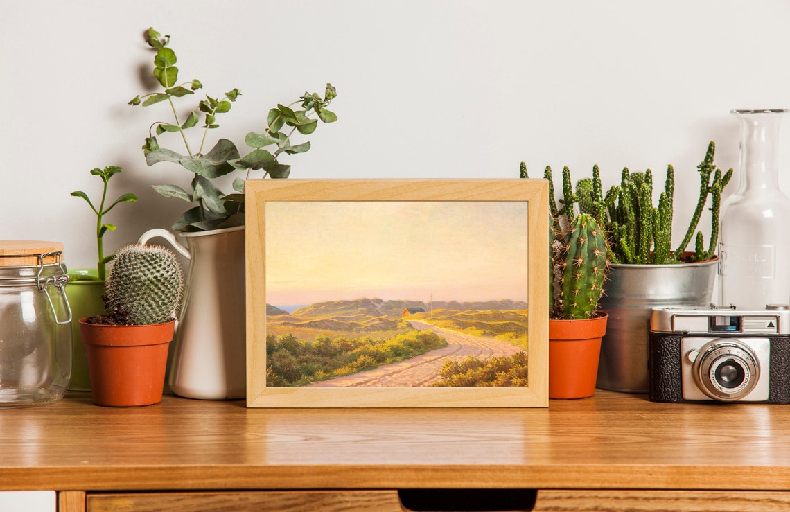 Golden Dune Heath Sandy Road Sunset Vintage Landscape Painting Poster - Image 2