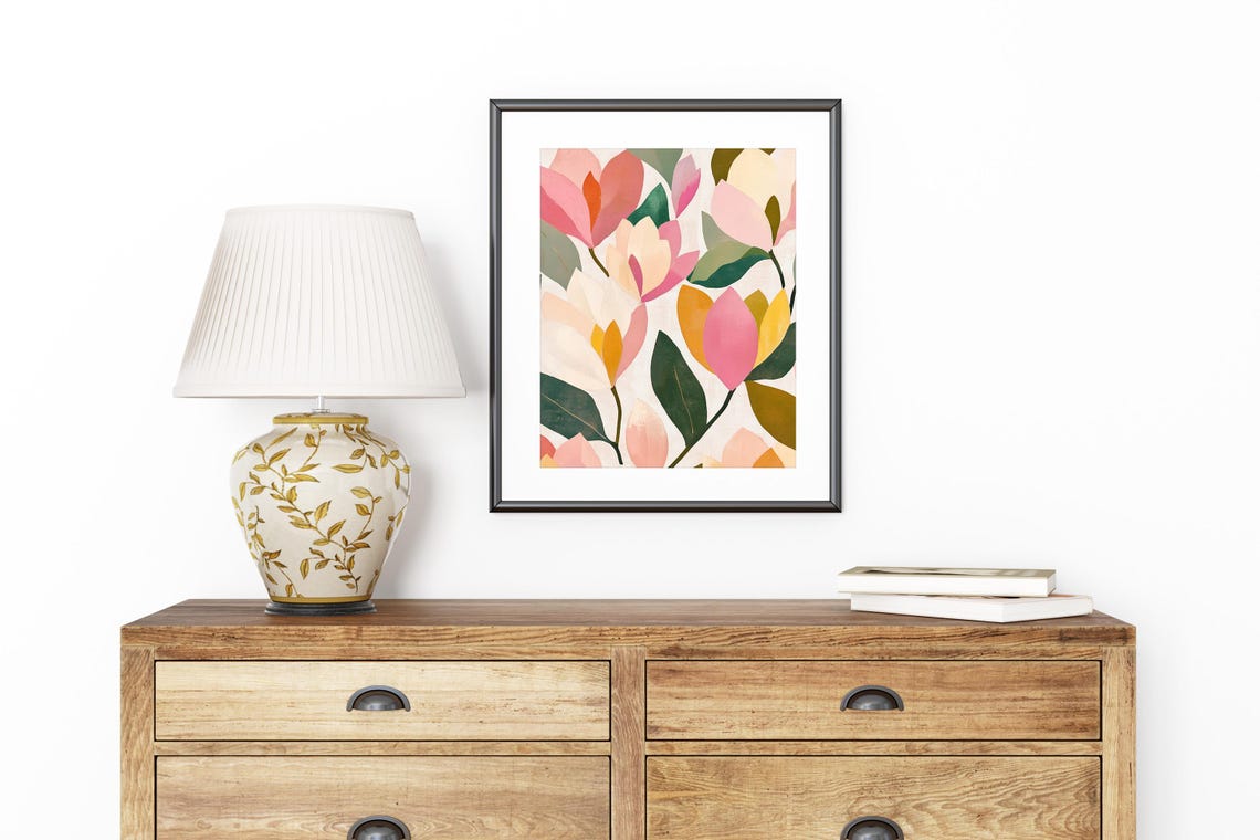 Oversized Pink Coral Abstract Blooms Botanical Home Decor Poster - Image 5