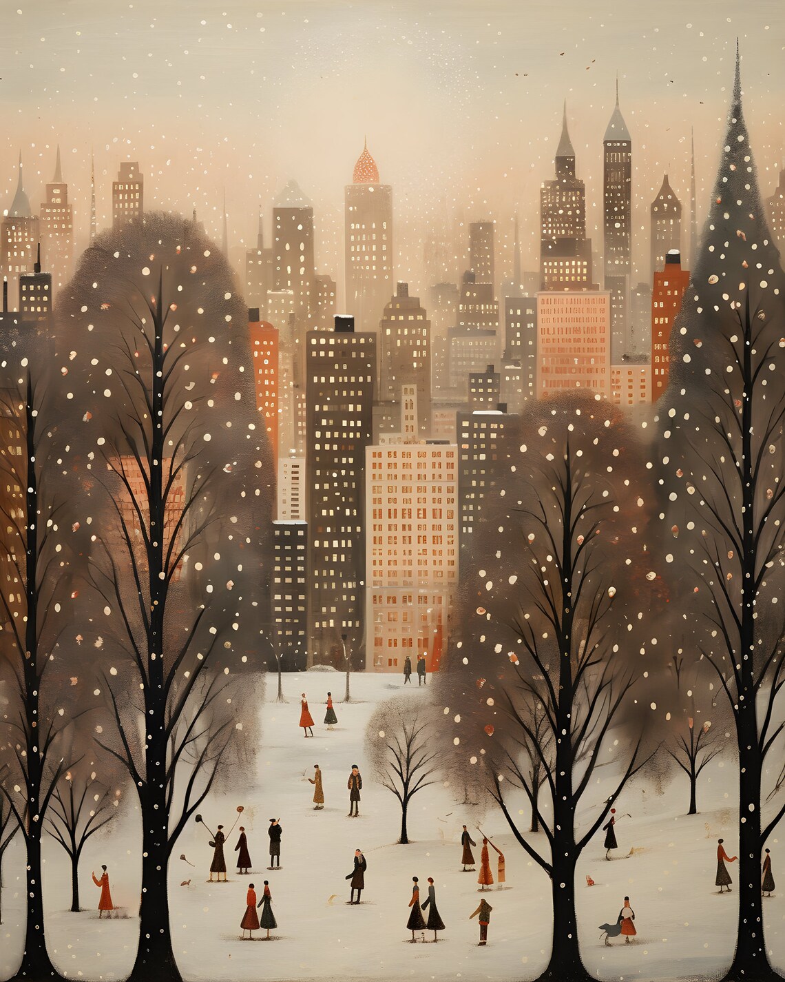 Christmas Town New York Winter Night Art Print - Image 7