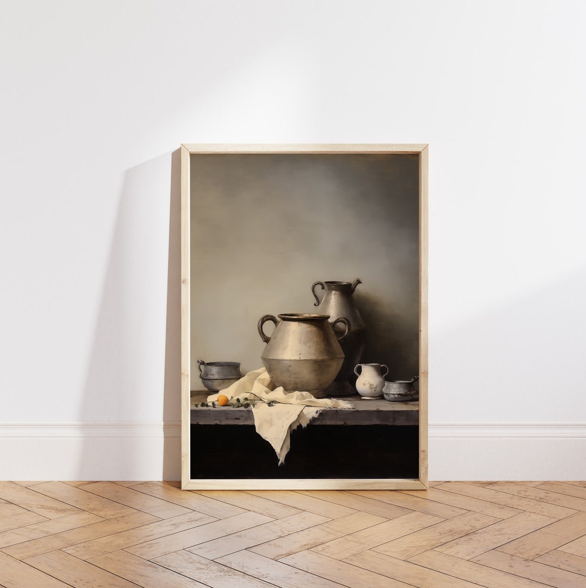 Rustic Pottery Vessels Earth Tone Still Life Kitchen Wall Art - Image 5