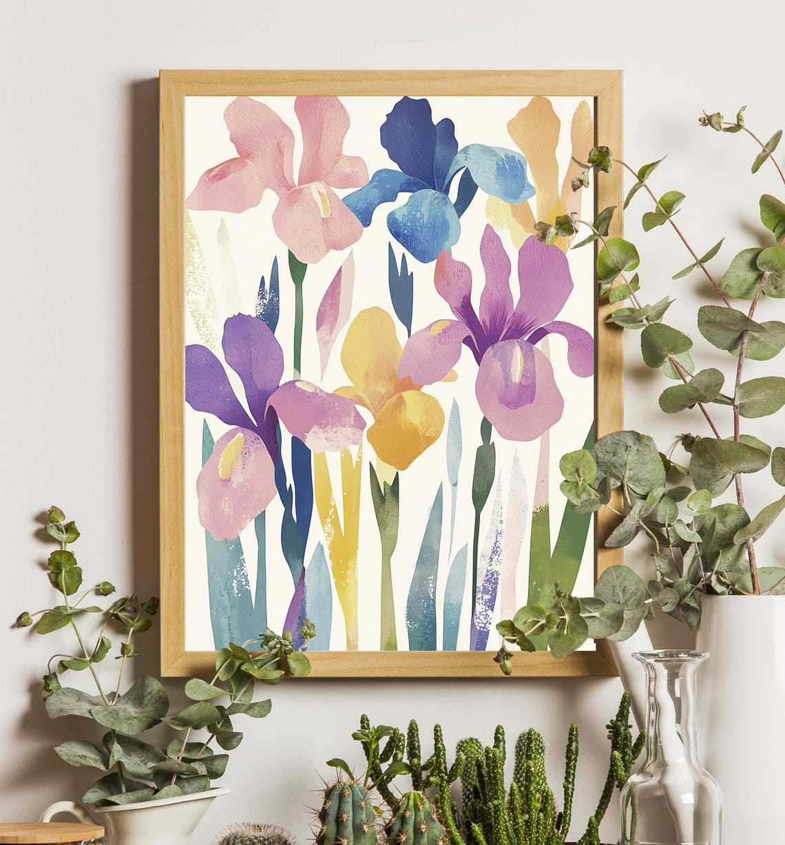 Watercolor Iris Blooms Soft Pink Purple Blue Floral Home Decor Poster - Image 5