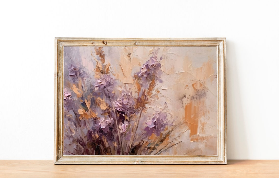 Muted Lavender Floral Abstract Painting Modern Botanical Art Poster - Image 4